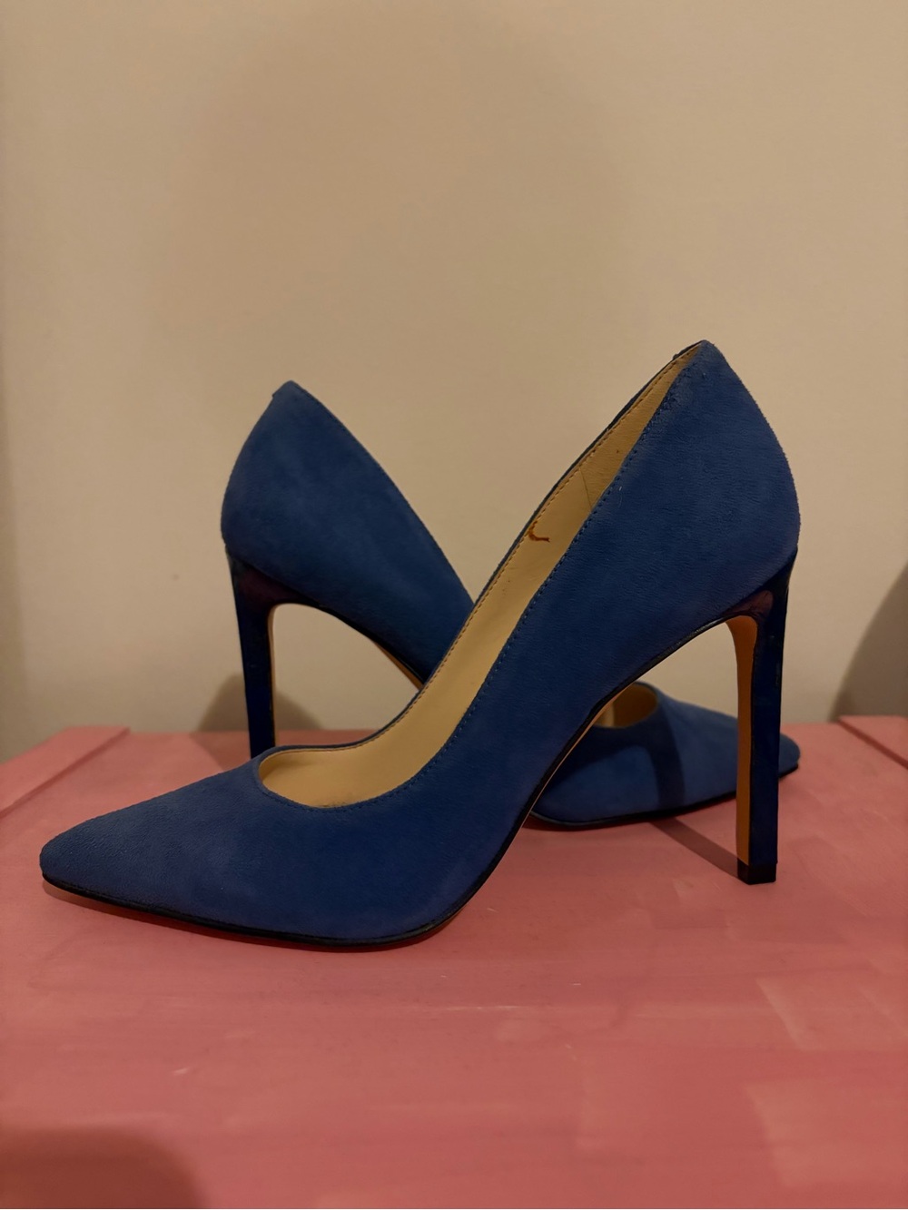 Nine West Blue Suede Pointed-Toe High Heels